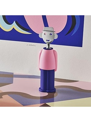 Esmo Home Alessi AM23 Paz Tirbuşon, Termoplastik Reçine, Pembe ve Mavi ve Krom Kaplama Zamak