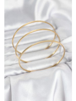 Ronanna 316L Çelik Gold Renk Simli Model Ajda 65 mm Kadın Bileklik - Lisinya
