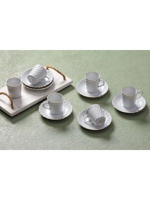 Esmo Home Porland Altın Yaldız 6 Kişilik Kahve Takımı 80CC