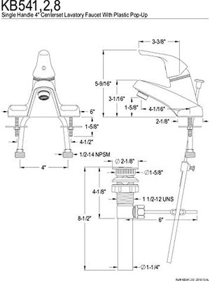 Esmo Home Pirinç KB542 Chatham-Center Set Banyo Musluk, 3 – 3/4 Inç, Pirinç Cilalı