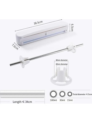Esmo Home Orret Home Streç Film Kesici Görünmez Sürgülü Bıçaklı, Paslanmaz Mekanizma, Alüminyum Folyo ve Plastik Film Uyumlu, Tezgah Üstü Kullanım Için Pratik Kesme Aparatı