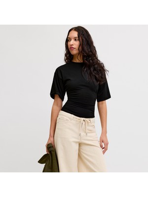 Jack & Jones Kadin Kisa Kollu Streç Kalip Tisört - Elora