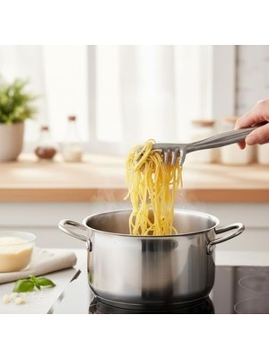 Esmo Home Paslanmaz Çelik Makarna ve Salata Servis Maşası – Isıya Dayanıklı, Kaymaz Saplı, Çok Amaçlı Mutfak Servis Pensi – 21 cm
