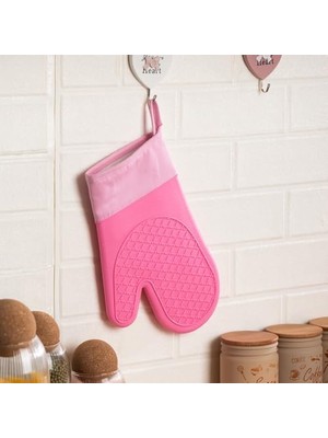 Esmo Home 3137-2 Silikon Yanmaz Yapışmaz Fırın Eldiveni Pembe