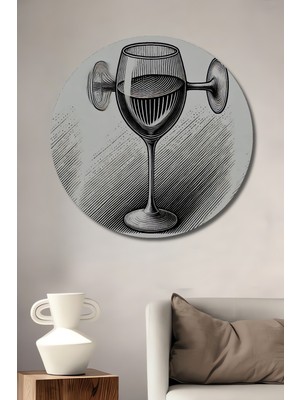 Özgürce Şık Siyah Beyaz Desenli Ahşap Dekoratif Yuvarlak Tablo