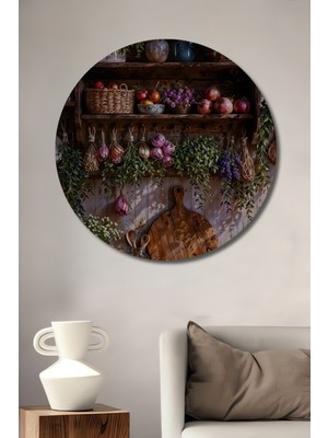 Özgürce Büyüleyici Mutfak Bahçesi Yüksek Kaliteli Ahşap Yuvarlak Duvar Tablosu