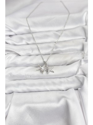 Ronanna 316L Çelik Zincir Gümüş Renk Deniz Yıldızı Model Zirkon Taşlı Kadın Kolye - Lisinya