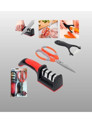 Ronanna Profesyonel Mutfak Makas Seti – Kesim Makası + Soyacak + Bileyici