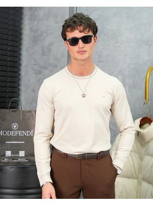 Modefendicom Yüksek Kalite Merserize Kumaş Bisiklet Yaka Triko