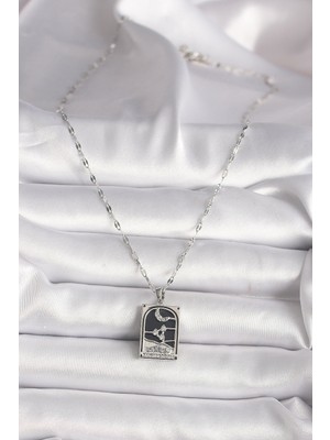 Ronanna 316L Çelik Gümüş Renk Zirkon Taşlı  Ay Figürlü Taror Model Kadın Kolye - Lisinya