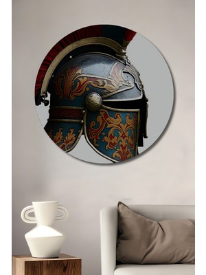 Özgürce Antik Roma Miğferi Ahşap Dekoratif Tablo, Yuvarlak Salon ve Ofis Dekorasyonu