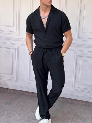 Modefendicom Ince Fitil Desenli Oversize Alt Üst Takım