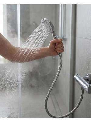 Urfakent Spiral Hortumlu 4 Kademeli Krem El Duşu Başlığı Banyo Duş Seti
