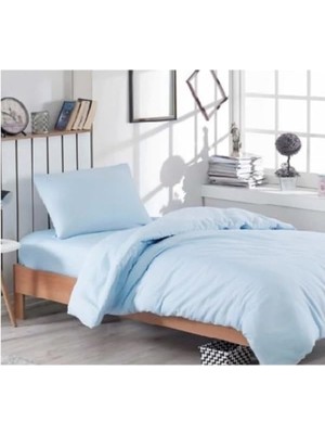 Sprout Store Mer-Tim Pamuklu Ranforce Tek Kişilik Lastiksiz 160X240 Çarşaf Takımı - Açık Mavi