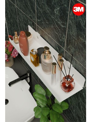 Risingmaber 3m Ultra Güçlü Yapışkanlı Beyaz Çok Amaçlı Organizer Raf, Banyo Askısı ve Banyo Rafı MT95BD
