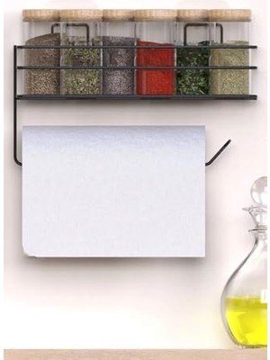 Esmo Home Orret Home Yapışkanlı Metal Raf – Kağıt Havlu Askılı Duvar Tipi Baharatlık ve Şampuanlık, Banyo ve Mutfak Için Uygun, Delmeden Yapıştırmalı Metal Askılı Organizer Raf