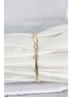 Ronanna cm 14K Gold Renk Yassı Yılan Zincir Model Kadın Bileklik - Lisinya