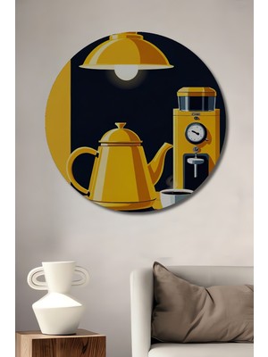 Özgürce Modern Sarı Kahve Ahşap Dekoratif Yuvarlak Duvar Tablosu