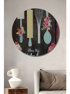 Özgürce Yuvarlak Ahşap Dekoratif Tablo, Şık ve Modern Mutfak Süsü