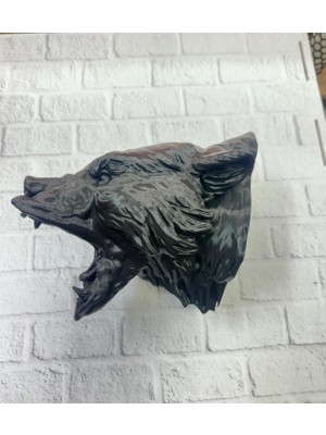 Urfakent 3D Siyah Ayı Başı Duvar Dekoru Modern Asılabilir Heykel 25X19 cm