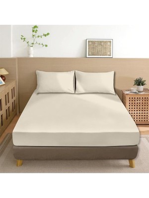 Sprout Store Organik Pamuk Akfil Düz Çarşaf Seti Çift Kişilik 240X260 cm Krem Krem 240 x 260