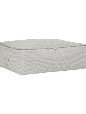 Misda Store Home Textile Büyük Boy Gri Balıksırtı Baza Altı Hurç 62 x 46 x 22 cm