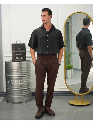 Modefendicom Kısa Kol Oversize Pamuklu Gömlek