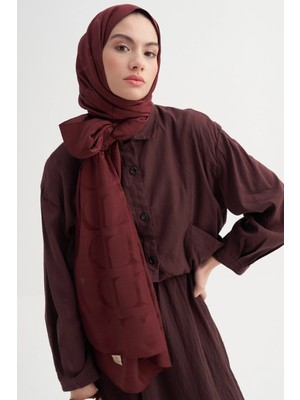 Bordo Carell Monogram Desen Rina Floş Jakar Şal