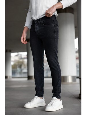Modamesto Erkek Antrasit Slim Fit Likralı Jean Pantolon