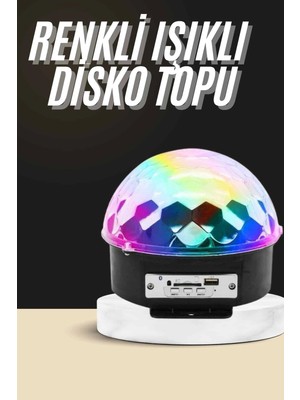 Urfakent LED Işık Disko Topu Bluetooth Hoparlörlü USB Müzik Çalar Kumandalı