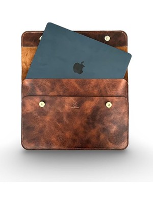Sprout Store Deri MacBook Kılıfı 13-14 Inç – Gerçek Deri Premium MacBook Çantası, MacBook Air, MacBook Pro - Mess Collection (Taba 13/14 Inç)