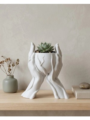 Urfakent Modern Ev Dekoru Için El Şeklinde 3D Baskı Dekoratif Saksı Vazo