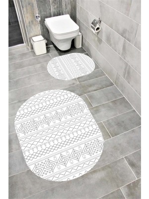 Özgürce Suya Dayanıklı Dijital Baskılı Kaymaz Tabanlı Banyo Paspası Takımı
