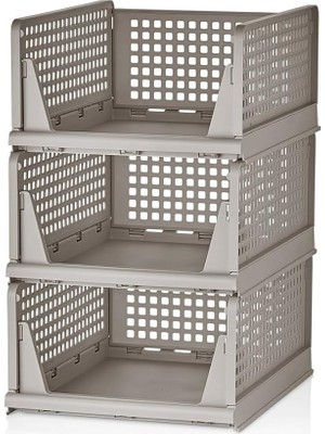 Sprout Store 3 Adet Kayar Raf Elbise Dolap Içi Organizeri, Mutfak, Banyo, Çocuk Odası, Garaj ve Ardiye Için Üst Üste Dizilebilir Ünite, Kayar Raf Dolap Içi Kıyafet, Ev Aksesuarı Düzenleyici (Toprak)