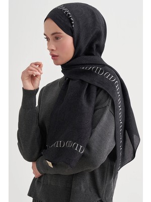 Siyah Carell Elenora Monogram Floş Şal