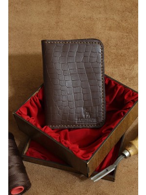 Akronium Leather Hakiki Deri El Yapımı Pasaport Cüzdanı
