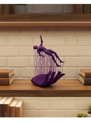Urfakent 3D El Formlu Insan Figürü Mor Özgün Sanat Biblosu 12X18 cm