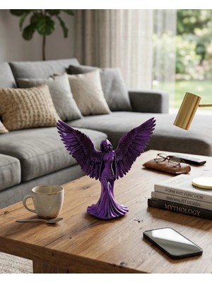 Urfakent Mor Melek Biblo Küçük Boy Dekoratif Angel Figür Modern Ev Aksesuarı