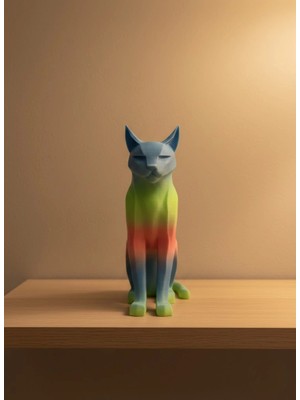 Urfakent Açık Rainbow Kedi Biblo Modern Salon ve Raf Dekoru