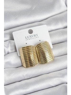 Epilons Gold Renk Pirinç Vintage Esintili Statement Küpe - TJ-BKP11736