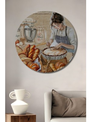 Özgürce Yuvarlak Sulu Boya Görünümlü Ahşap Dekoratif Tablo, Modern ve Şık Tasarım