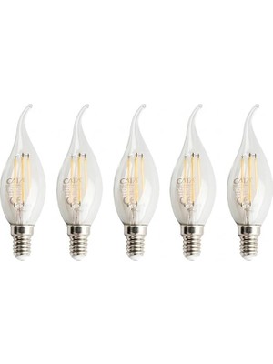 Sprout Store 5 Adet Kıvrık Buji Ampul 4W Şeffaf Filament Rustik LED Ampul – E14 Duy, 3200K Günışığı Işık - Cata - Avize Ampulü