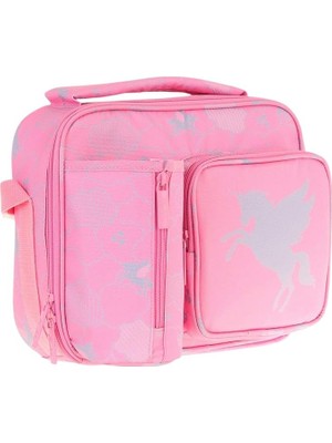 Sprout Store Kız Çocuk, Pembe, Bulut Desenli Isı Yalıtımlı Üç Bölmeli (Matara Cepli) Okul Beslenme Çantası L7218