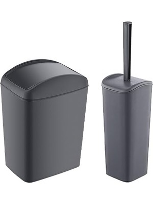 Sprout Store Soft Çöp Kovası 5 Lt ve Soft Wc Fırçası Antrasit