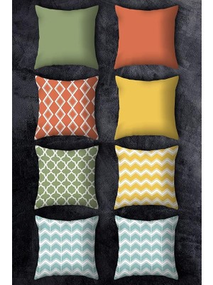 Sprout Store Tarafı Baskılı 43X43 Kırlent Kılıfı 8'li Set Kombini