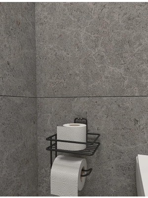 Lidyahan Store Banyo Yapışkanlı Tuvalet Kağıtlığı Tutacağı Askısı Mat Siyah Metal Tuvalet Kağıtlık Tuvalet Kağıdı Standı Banyo Düzenleyici