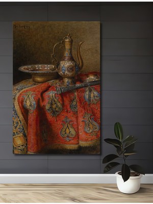 Özgürce Osmanlı Desenli Sulu Boya Görünümlü Ahşap Dikdörtgen Tablo