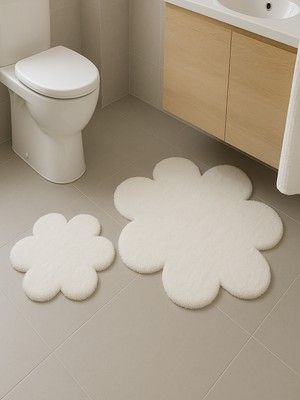 Özgürce Çiçek Desenli Yumuşak Modern Minimalist Salon Halısı 2'li Set 60X60/80X80