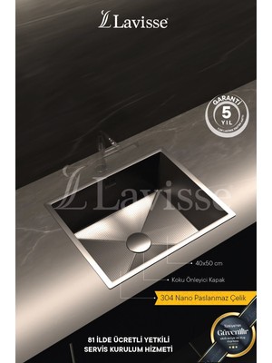 Lavisse Mutfak Eviyesi - 45X55 - Petek Dokulu - Nano Siyah- Paslanmaz Çelik