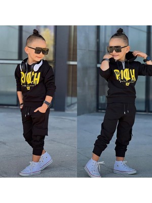 Alvera Collection 60107 Rıch Kapüşonlu Takım Siyah